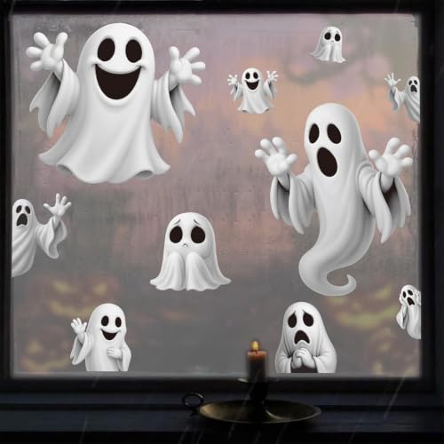 Halloween Window Clings - Funny Ghost Decorations for Party - 2 Sheets (Variation: Halloween06)