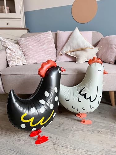 6 Pack Walking Pet Chicken Foil Balloons Animal Theme Party Decorations