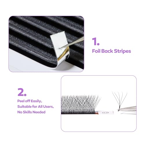 5D W Eyelash Extensions Fans - 0.07mm C Curl, 11mm, Black - DeceMars