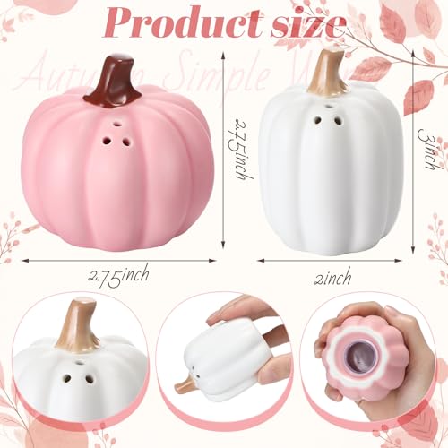Pink White Pumpkin Salt and Pepper Shaker Set - Fall Halloween Kitchen Decor - Variation of Pink & White