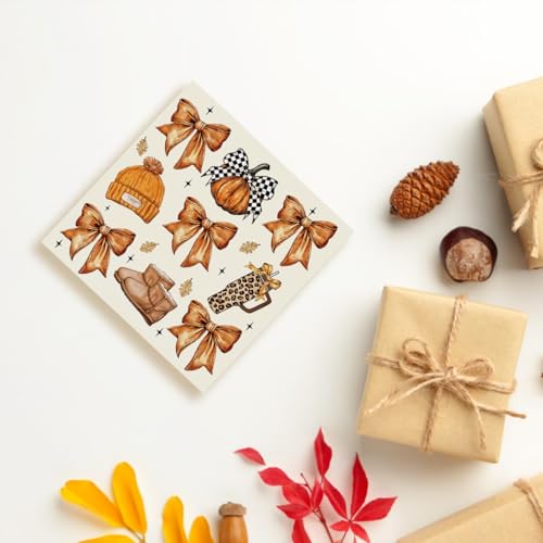 Fall Pumpkin Bow Decor - Wooden Box Halloween Autumn Home Accent - Variation of Bow 3