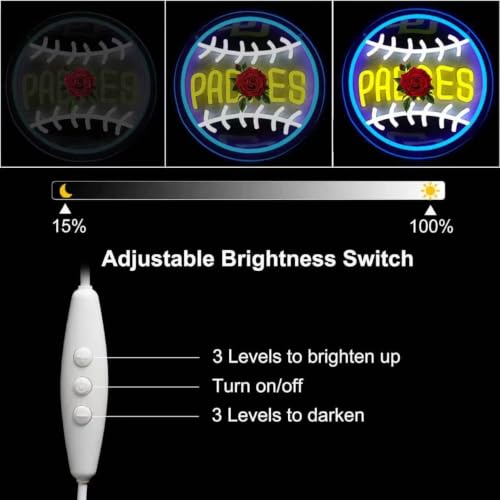 Baseball Neon Sign LED Wall Light for Man Cave Bedroom Garage - Dimmable USB Powered