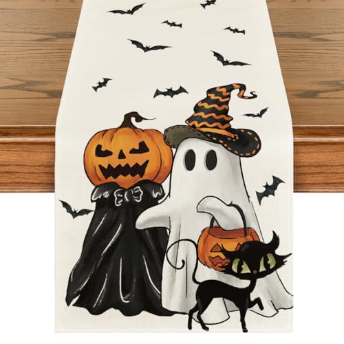 Halloween 13x72 Inch Table Runner - Beig Color, Durable Polyester, Home Party Decor