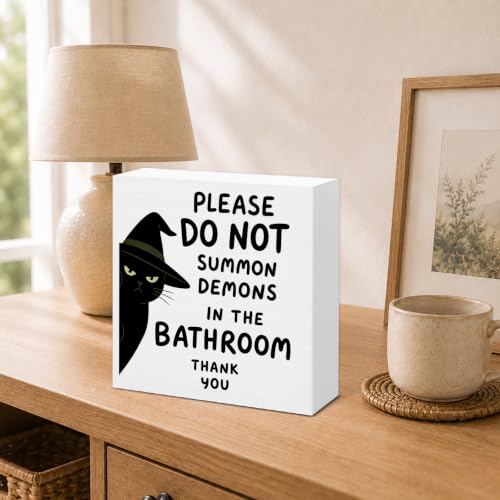 Funny Cat Bathroom Decor - Gothic Indoor Wall Art Sign