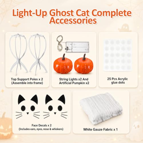 Halloween Ghost Cat Light Set with DIY Crafts & Decorations - Variation of Ghost Cat