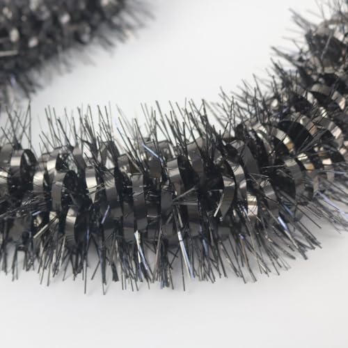 Black Tinsel Garland - 33 Ft Halloween, Gothic, Masquerade & Party Decor - Variation: Black