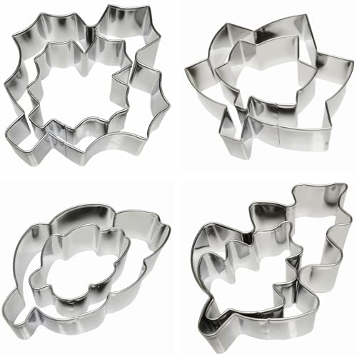Leaf Shaped Cookie Cutter Set - Stainless Steel Autumn Baking Tools, 8 Pieces