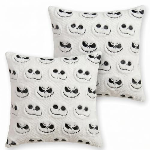 Halloween Pillow Covers 18x18 White Faux Fur Throw Pillow Cases Home Decor