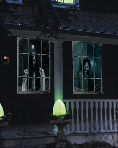 Halloween Ghost Window Cover - Female Ghost, 2 Pieces, Reusable Scary Decoration - Variation of THIS Listing