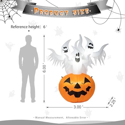 Halloween Inflatable Decoration 6ft Ghosts with Jack-O-Lanterns & Scream - Variation of THIS listing