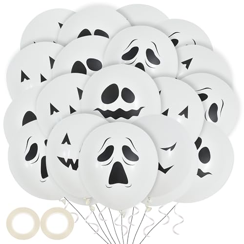 Halloween Ghost Faces Latex Balloons 12 Inch - Black White Pumpkin Ghost Party Decorations, 40Pcs