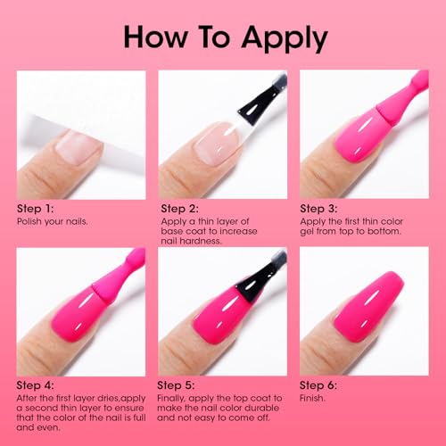 GELLEN Red Pink Nail Polish Set - Quick Dry No UV Needed - Bright Red & Pink Variations