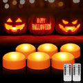 6 Pack LED Flameless Jack-O-Lanterns with Remote Control & Timer - Safe Halloween Decor