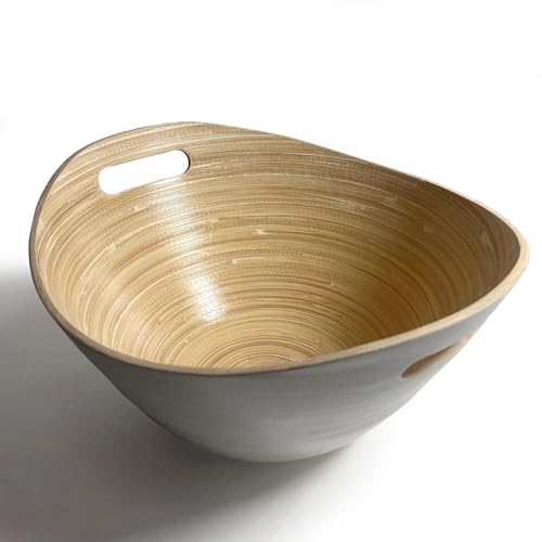 Purelite Solid Reusable Bamboo Popcorn & Snack Bowl - Large Family Serving Bucket