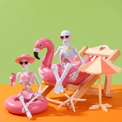 Halloween Skeleton Couple Figurines on Pool Float - Summer Vacation Variation