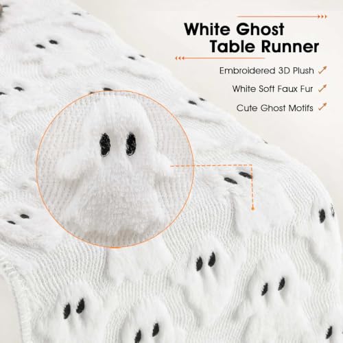 Halloween Decor Table Runner White Ghost 13x102 Inches - Fall Table Decor - Variation of THIS listing