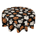 Halloween Ghost & Pumpkin Round Tablecloth 60 Inch Black Spooky Fall Decor - Variation of THIS listing