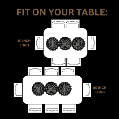 Halloween Spider Web Table Runner - Heat & Spot Resistant Spooky Decor - 13x36 Inches