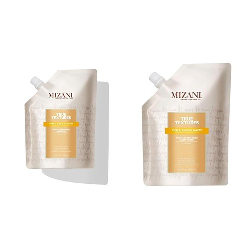 MIZANI True Textures Moisture Replenish Shampoo & Conditioner - Hydrates Curly Hair with Coconut Oil, Sulfate-Free