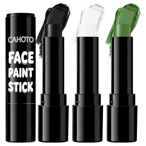 3PCS Oil-Based Face Body Paint Stick Set - Black White Green, Versatile Makeup
