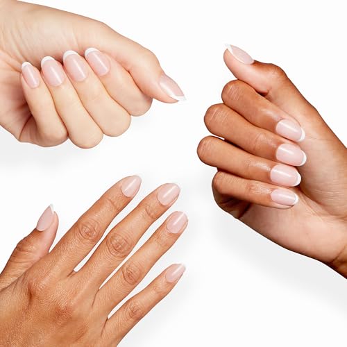 Short Round French Tip Press-On Nails - Merci on Me, 30 Count with Sticky Tabs