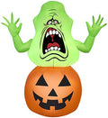 Halloween Inflatable Slimer in Pumpkin 4.5ft - Ghostbusters Holiday Decor