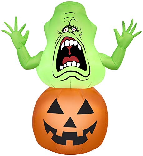 Halloween Inflatable Slimer in Pumpkin 4.5ft - Ghostbusters Holiday Decor