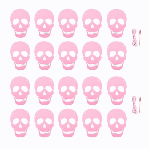 Pink Skull Garland Banner Felt Halloween Decoration - Reusable Party Decor