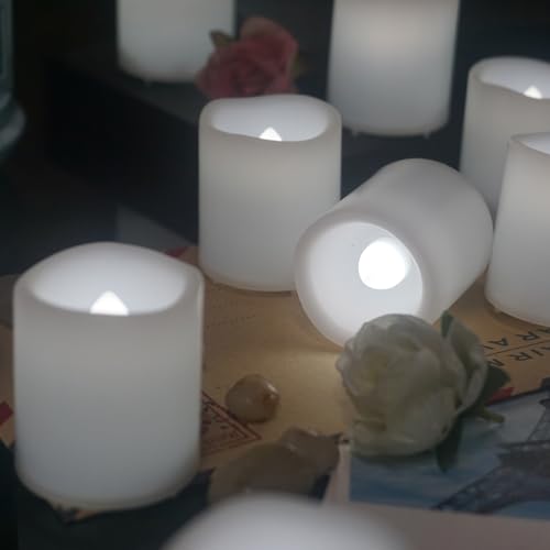 12 Pack LED Flameless Votive Candles - White Glow, Battery Operated
