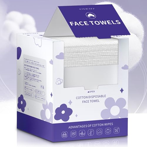 Disposable Face Towels 50 Count - Soft Cotton Makeup Remover Wipes for Skin & Cleansing