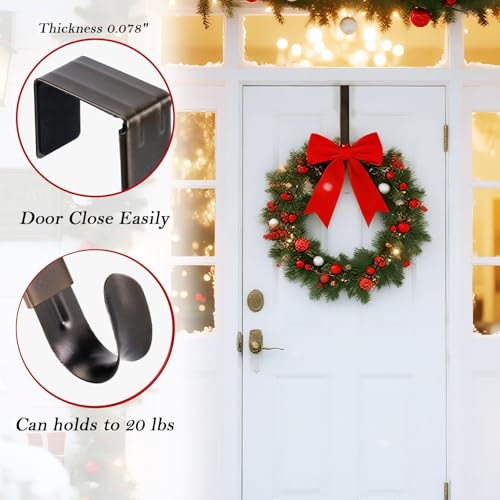 Nickel Metal Wreath Hanger for Front Door - Adjustable Over Door Hook
