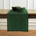 Forest Green Linen Table Runner - Milan 14 x 108 Inch, Handcrafted & Machine Washable