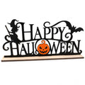 Halloween Wooden Sign Decor - Spooky Jack-o-Lantern Witch Bat Indoor Ornament