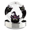 Halloween Black Cat Party Plates 9-Inch Set with Witchy Hats & Spider Webs - Variation: Three Black Cats