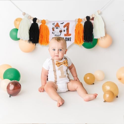 Halloween Spooky First Birthday High Chair Banner Embroidered Decor