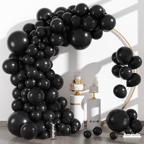 Black Balloon Arch Garland Kit - 153pcs with Different Sizes & Accessories - Black Variation
