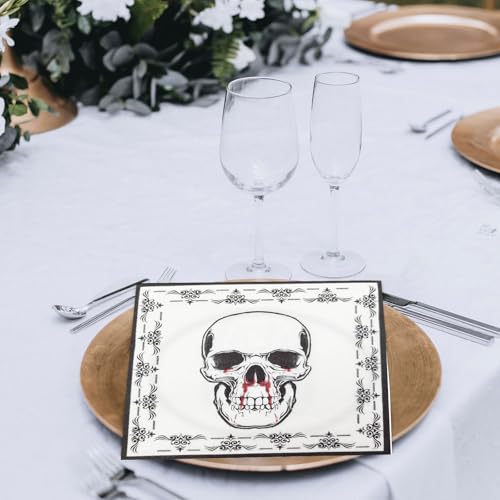 Halloween Skull Paper Napkins - Small 100 Pack Disposable Party Table Decor