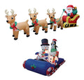 Christmas Inflatable Decorations Bundle - Santa, Reindeer & Snowman with Lights