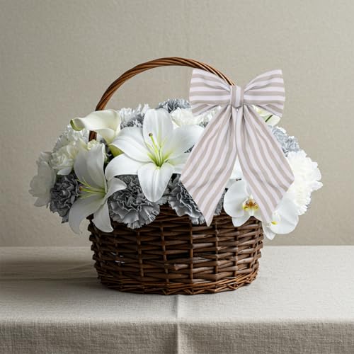 TONIFUL Burlap Stripe Wreath Sash for Front Door 4.5x56 Inches - Indoor Outdoor Holiday Decor