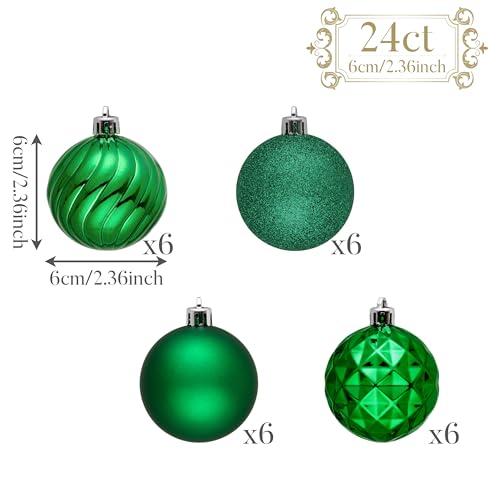 Emerald Green Christmas Tree Ball Ornaments 2.36 Inches - Valery Madelyn