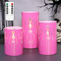 Pink Skeleton Flameless Candles with Haunted Skeleton Decals - Halloween Decor
