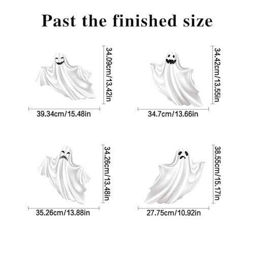 Halloween Ghost Window Clings Set - 2 Large Reusable PVC Vinyl Stickers for Glass & Mirrors