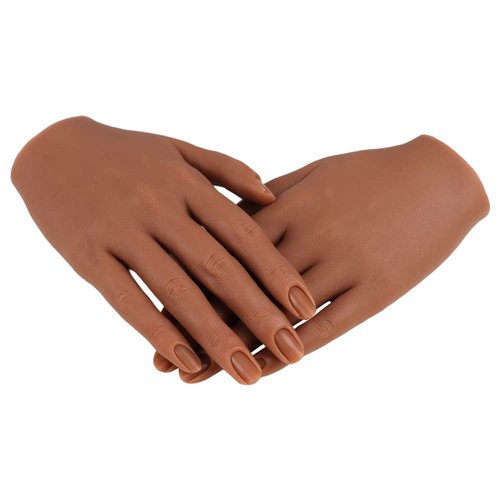 Practice Hand for Acrylic Nails Silicone Female Mannequin Life Size Hand with Insertable Nails for Nail Art Beginners/Nail Salon Artists Single Hand Color 5#