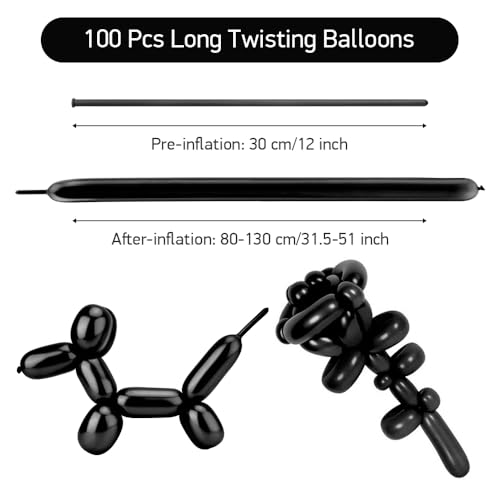 Black Long Balloon for Balloon Animals & Party Decorations - 260 pcs