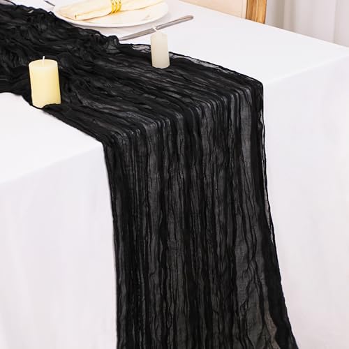 Black Cheesecloth Table Runner 6 Pack - 10 Ft Boho Wedding & Party Decor Variation of Black / 10FT / 6Pcs