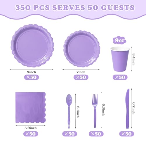 Lavender Paper Plate and Napkin Party Supplies Set - 350 Pcs, Variation of THIS Listing