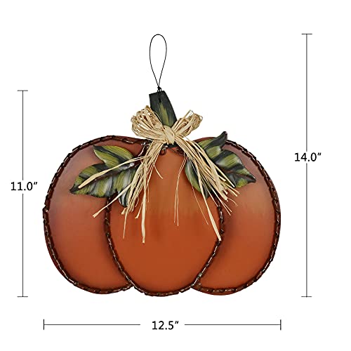 Autumn Pumpkin Wooden Sign for Front Door - Rustic Fall Decor, 11x12.5in