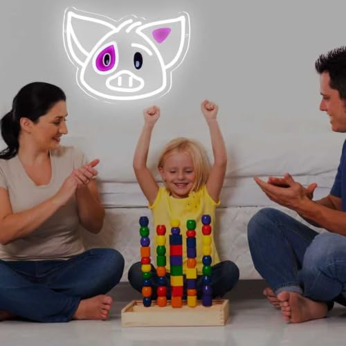 White Cute Pig Neon Sign LED Wall Light for Bedroom & Kids Room Decor - XiaoZhu Variation