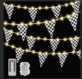 Light Up Checkered Flag Banner 33ft with Remote & 8 Modes for Sports Parties