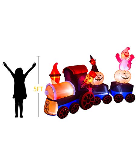 9 Feet Halloween Inflatable Train with Kittens, Ghosts & Pumpkins – Outdoor Decor